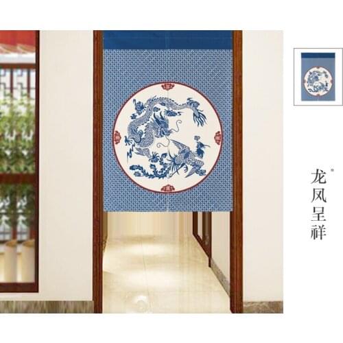 Chinese style classical lotus flower wind window blind water Japanese cotton linen door curtain porch home decoration portiere