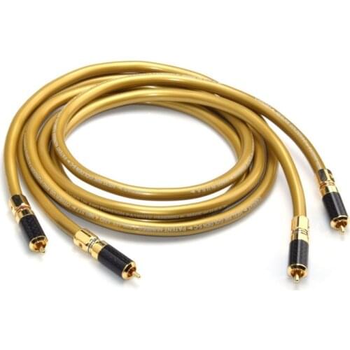 1 Pair HIFI RCA Interconnect Cable Hi-end 2RCA Male to Male Amplifier Audio Cable with Carbon Fiber RCA Plug Connector Gold New