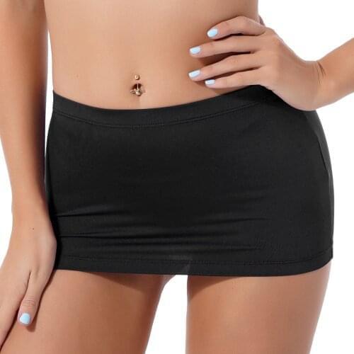 Women Fashion Low Waist Leotard Mini Skirts Elastic Waistband Casual Bodycon Miniskirt Slim Fit Pencil Skirt Sissy Clubwear