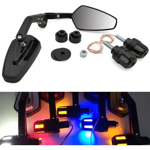 Motorcycle 22mm Rearview Handle mirror With LED Turn signal Side Light For Ducati MONSTER S2R 800 748 916 996 998 848 M600 M620