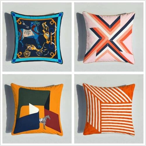 Super soft plush double-sided printed cushion cover European style animal geometry sofa pillow cover home decorative pillowcase