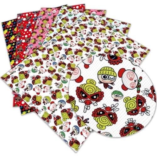 New Cute Mini Cartoon Character Printed Faux Leather A4 22x30cm for DIY Bag Material L335