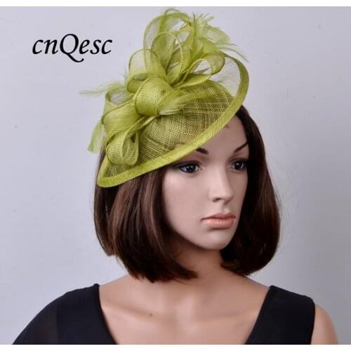 NEW Lime green Feather sinamay fascinator womens hat for Wedding,Ascot Races,Party,Kentucky Derby,Melbourne Cup.FREE SHIPPING