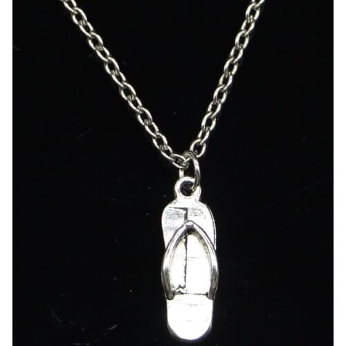 New Fashion Necklace 21x7mm slipper flip flops Pendants Short Long Women Men Colar Gift Jewelry Choker