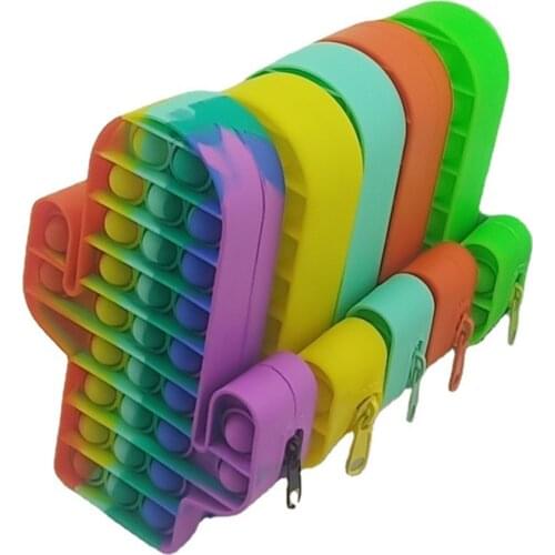New Arrival Silicone Cactus Purse Push Pop Bubbles Simple Dimple Stationary Bag Popper Sensory Poppet Pencil Case Fidget Toys