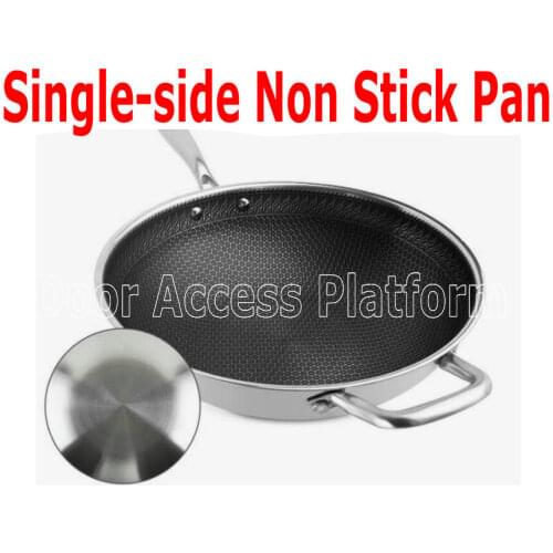 Single side Fry Pan work for Gas stoves and Induction cooker Non-stick Wok honeycomb texture Pan 304 Stainless Steel Case