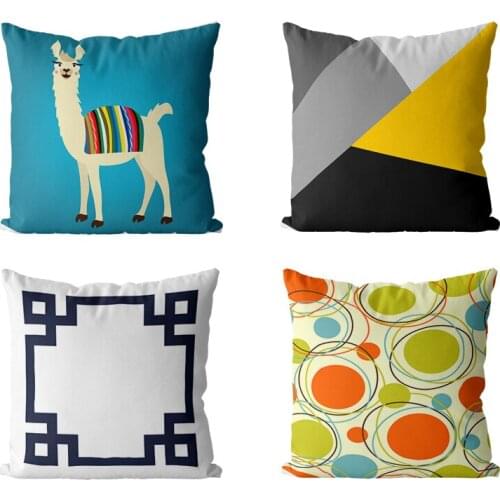 Wholesale Printing Throw Pillow Covers Sofa Chair Decorative Polyester Cushions Cover Customized Yellow Coffee Blue Pillowcase