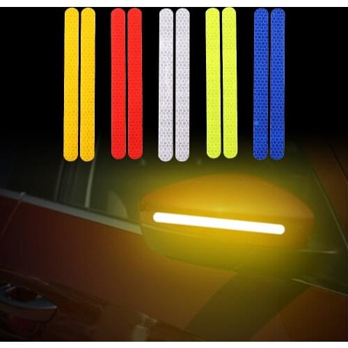 2Pcs Reflectante Car Sticker Reflector Rearview Mirror Reflective Tape Car Accessories Exterior Reflex Tape Reflective Strip