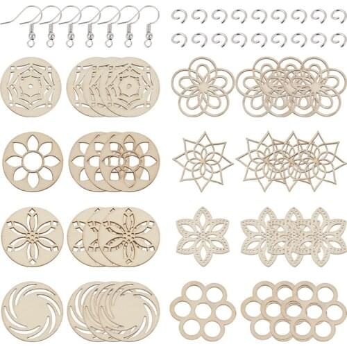 Pandahall DIY Dangle Earring Making Wood Cabochons Filigree Joiners Findings 304 Stainless Steel Jump Rings Brass Earring Hooks