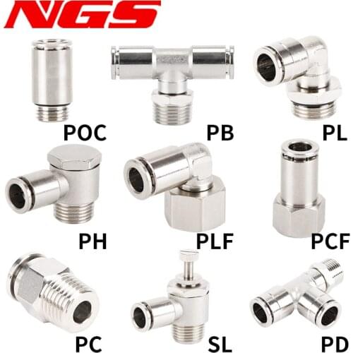 Pneumatic Connectors BSPT M5 1/8" 1/4" 3/8" 1/2" Male Nickel Plated Brass Push In Quick Connector Release Air Fitting Plumbing