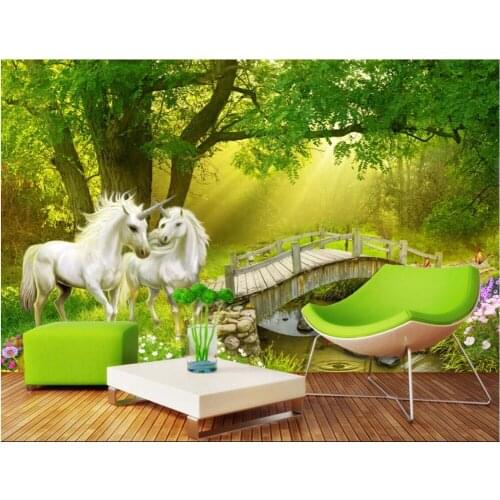 Custom photo 3d wallpaper Forest horse bridge decoration painting 3d wall murals wallpaper for walls 3 d living room