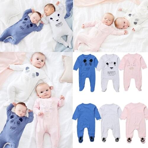 Hot Newborn Baby Boys Girls Daddy Mummy Print Rompers Toddler Baby Foot Romper Baby Kids Clothes Outfit Set