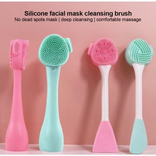 Portable Silicone Facial Cleanser Brush Double Side Soft Hair Face Massage Washing Brush Blackhead Remover Skin Care Tool