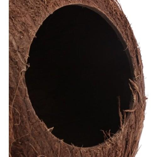 Bird Parrot Finch Nest Natural Coconut Shell Hanging Chain Cage Toys Swing House HX6D