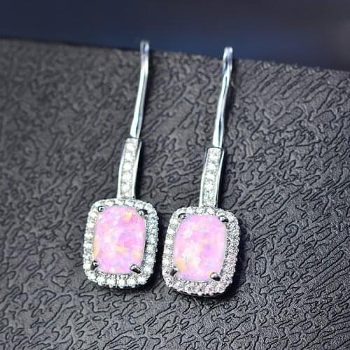 New Fashion Women Earrings Fire Opal Wedding Engagement Ear Stud Classic Jewelry Girl Christmas Gift Free Shipping