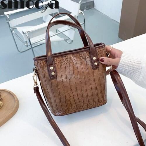 SMOOZA Women Luxury Handbags Bucket Women Bags 2021 New Fashion Bag Vintage Travel And Shopping Handbag Ladies Crossbody Packag