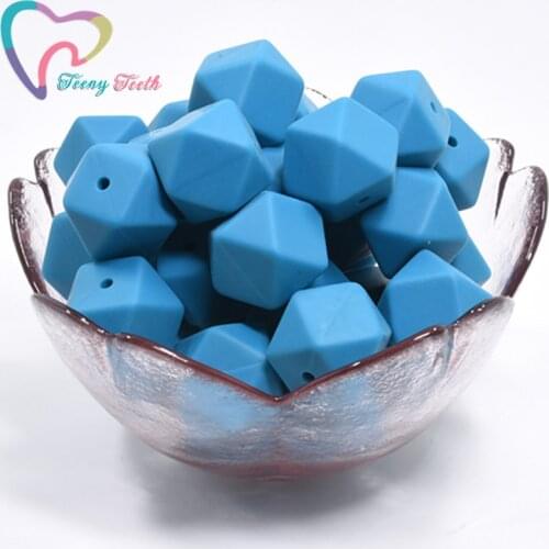Teeny Teeth 50 PCS 14-17 MM Biscay Bay Silicone Hexagon Beads Hot Color Geometric Shape DIY Baby Nursing Jewelry Loose Beads