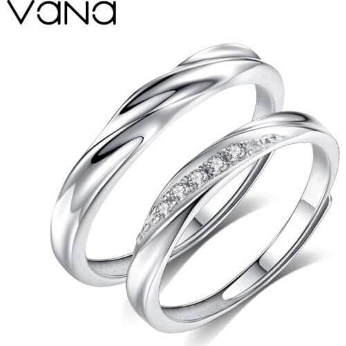 VANA Mobius Couple Rings 925 Sterling Silver Engagement Rings for Lovers