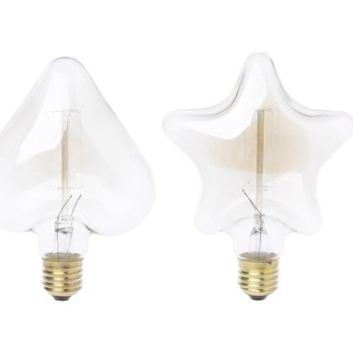 Vintage decorative light bulb e27 star/heart incandescent bulb retro edison bulb