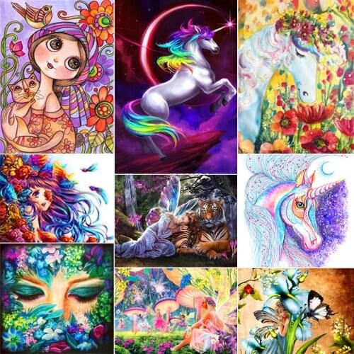 XUEQIXIAOZU 5D DIY Diamond Painting Full Square/Round Elf Unicorn Cartoon Diamond Embroidery Mosaic Animal Decoration Home Gift