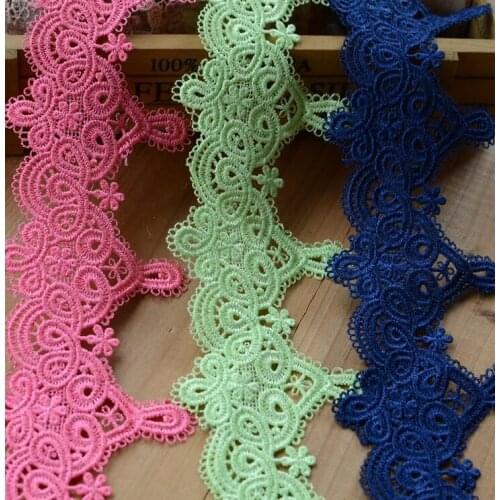 1 Meter 7CM Width Beautiful New Arrival Lace Trim Ribbon Colorful Flower Embroidered Net Tape Ribbon Fabric Home Decoration