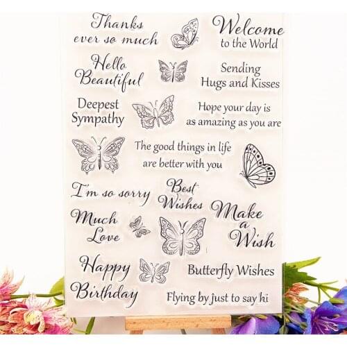 15*21CM Hot selling Text butterfly transparent seal clear stamp silicone seal roller stamp DIY scrapbook album / card production