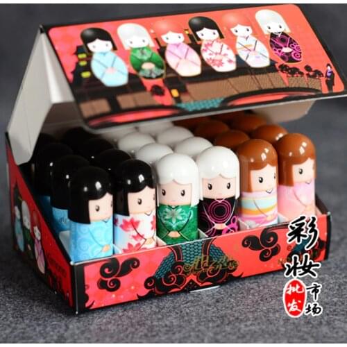 24pcs/pack Kawaii Kimono Lip Balm Frutiy Flavor Therapy Lipbalm Lot Makeup Wholesale Moisturizing Romantic Beauty Gift for Girl