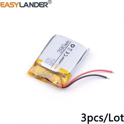 3pcs /Lot 522730 390MAH 3.7v lithium Li ion polymer rechargeable battery Bluetooth headset wireless telephone sound card GPS MP3