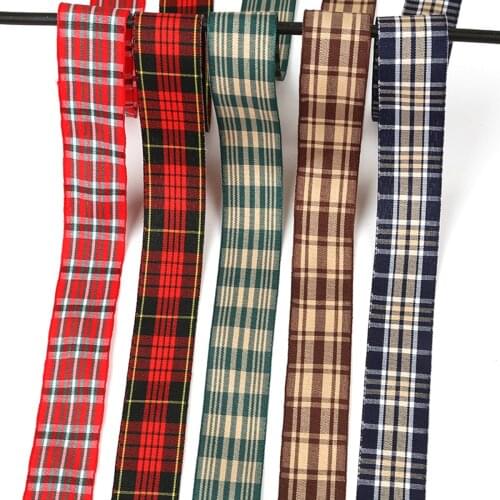 New 5yards/lot 2.5cm Multiple Options Scottish Plaid Grid Printed Ribbon for DIY Home Decoration Gift Wrapping Christmas Ribbons