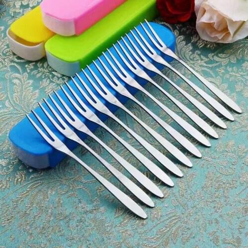 6/12pcs Fruit Fork Stainless Steel Two-tine Fork Tableware Multiple Snack Cake Dessert Forks Dinnerware Party