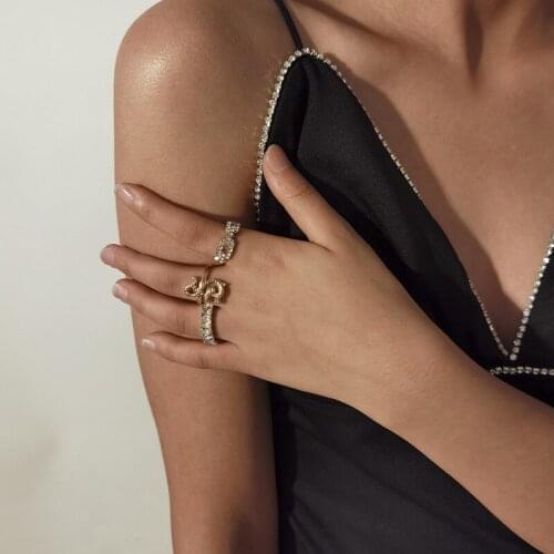 AE-CANFLY 3pcs/Set 2020 New Fashion Ethnic Retro Handmade Rhinestone Ring Geometric Dragon Simple Personality Jewelry Gift