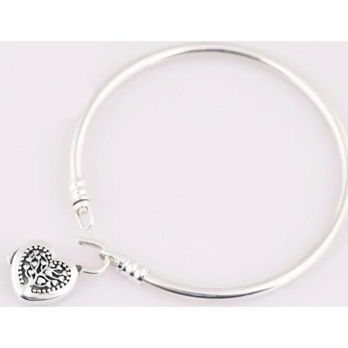 Authentic S925 Bracelet for Women Limited Edition Flourishing Heart Padlock Bangle fit Lady Bead Charm Pendant