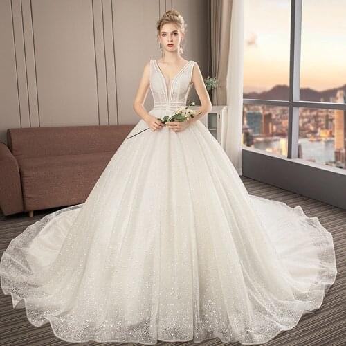 Vestido De Novia Off the Shoulder Ball Gown Wedding Dress V-Neck Vintage Robes De Mariage Beading Bodice Sukienka Na Wesele