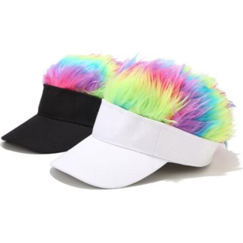 Colorful Wig Baseball Cap Hip Hop Spring Winter Warm Faux Fur Snapback Hat Fashion Curved Sun Hat Outdoor Hiphop Sports Cap Bone