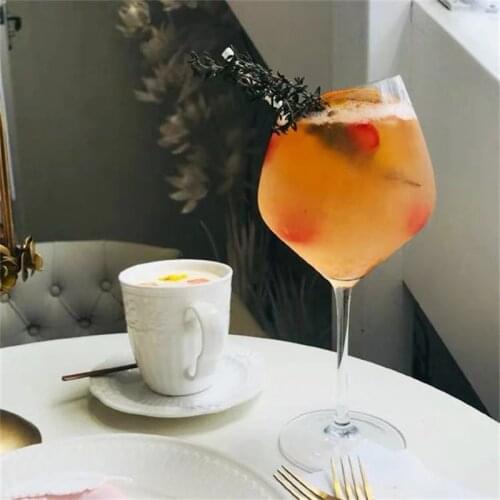 Wine Glass Bevel Crystal Red Wine Cup Oblique Red Wine Glass High Foot Glass Boer Ordinary Burgundy Cup Bar Party Accessories