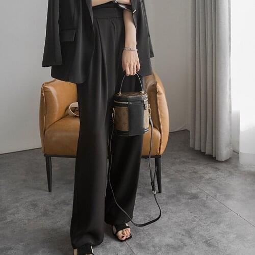 New arrival fashion spring women OL temperament casual high waist wide leg pants long simple mopping loose chiffon suit pants