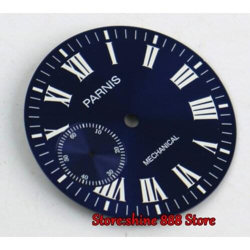38.9mm blue dial fit 6497 movement Watch Case Luminous marks