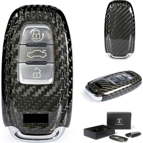Genuine Carbon Fiber Car Auto Remote Key Case For Audi A3 A4 A5 A6 A7 A8