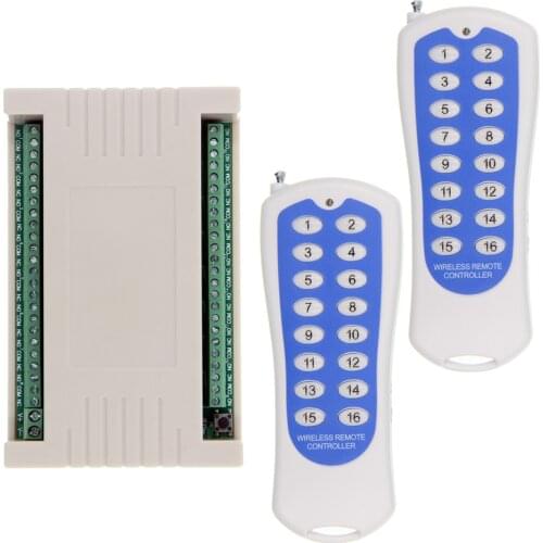 2021 NEW DC 12V 24V 16 CH Channels 16CH RF Wireless Remote Control Light Switch System, (2 Transmitter +1 Receiver),315/433 MHz