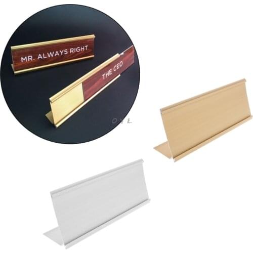Golden Silver Sign Aluminum Alloy Name Desk Plaque Holder Office School 9x24cm