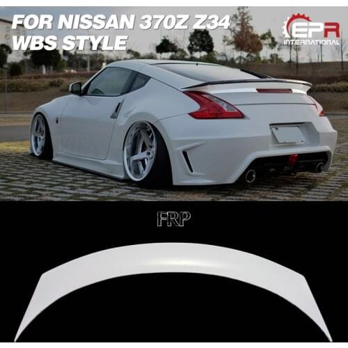 For Nissan 2009 On 370Z Z34 WBS Style Fiberglass Rear Spoiler FRP Fiber Glass Trunk Splitter Bootlid Wing Lip Drift Tuning Kit