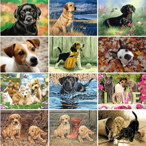 HUACAN Painting By Numbers Animals Gift Home Decoration Coloring By Numbers Dog DIY Hand Painted Wall Art