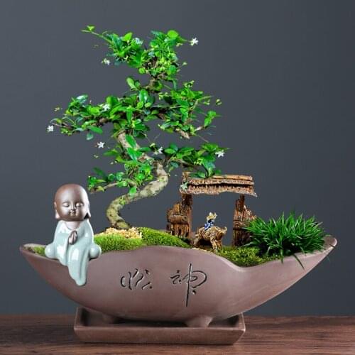 Classical Purple Clay Stoneware Flower Pot Succulent Breathable Creative Ceramic Bonsai Basin Simple Large Home Decoration