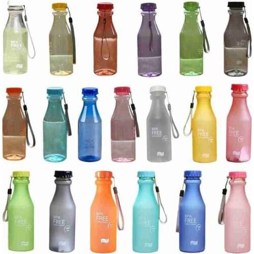 550MLCreative Candy Color Drop-proof Soda Bottle Plastic Frosted Sealed Water Bottle Portable Sports Water Cup Transparent