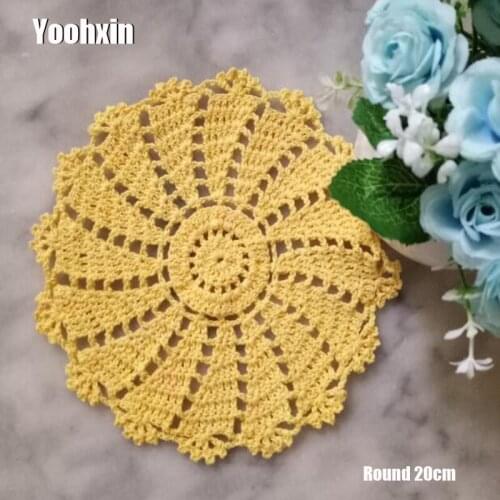 HOT Lace Round cotton table place mat dish pad Cloth crochet placemat cup mug wedding tea dining coaster handmade doily kitchen