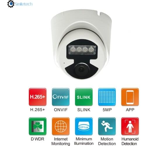 Indoor 5MP POE ir dome plastic humanoid detection endoscope network mini vidoe surveillance IP camera