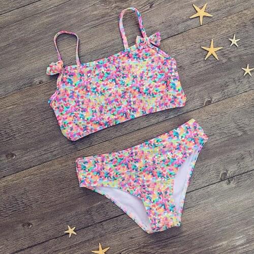 Girls Bikini Cute Floral Sailor Two Piece Beachwear Child Bikini Swimsuit Swimwear Baby Bathing Suit For Kids Baby Girls Biquini