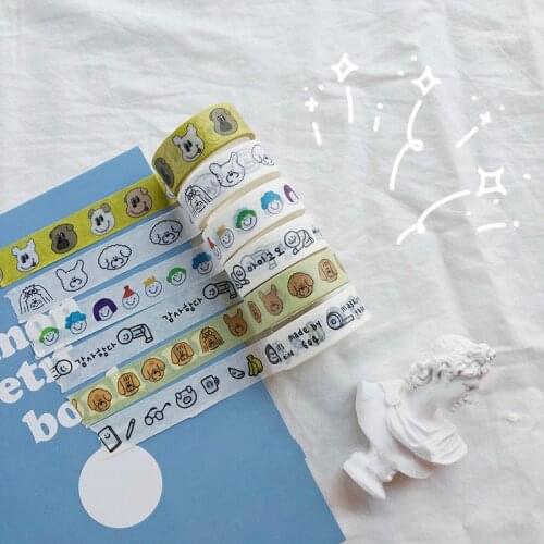 SIXONE Ins Cartoon Cute Bear Hand Tear Washi Tape Korea Student Kawaii Notebook Hand Account Diy Decorative Tapes School Tools