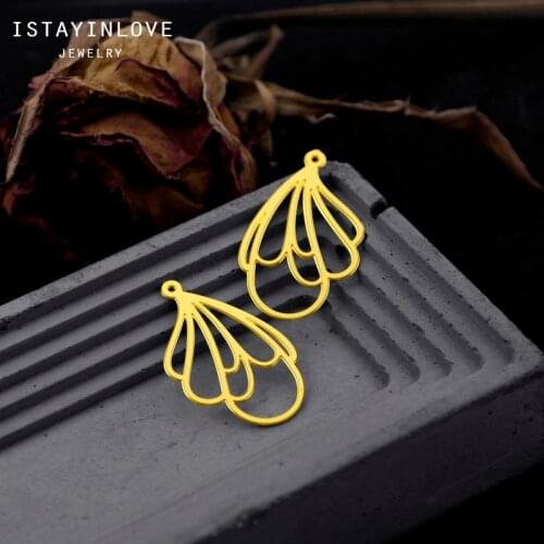 Handmade Jewelry Making Supplies Pendant Laser Cut Metal Geometry Leaf Raw Brass Charm Findings For DIY Necklace Earring RD539 6
