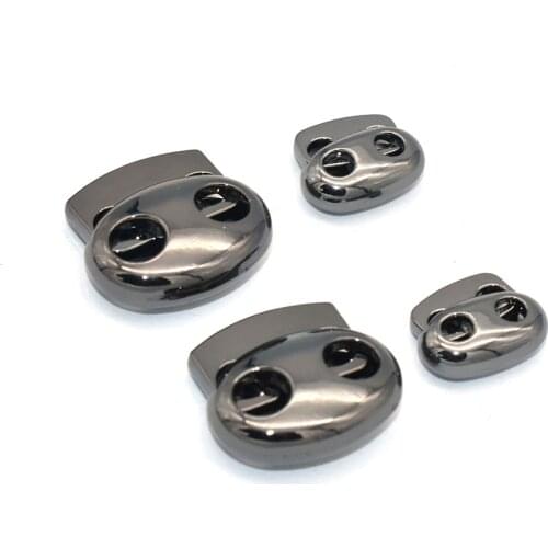 Metal Black End Toggles Cord Lock Adjuster Double Hole Cord Lock Stopper Metal Toggle Cord Stopper for Rope Lock Buckle Purse